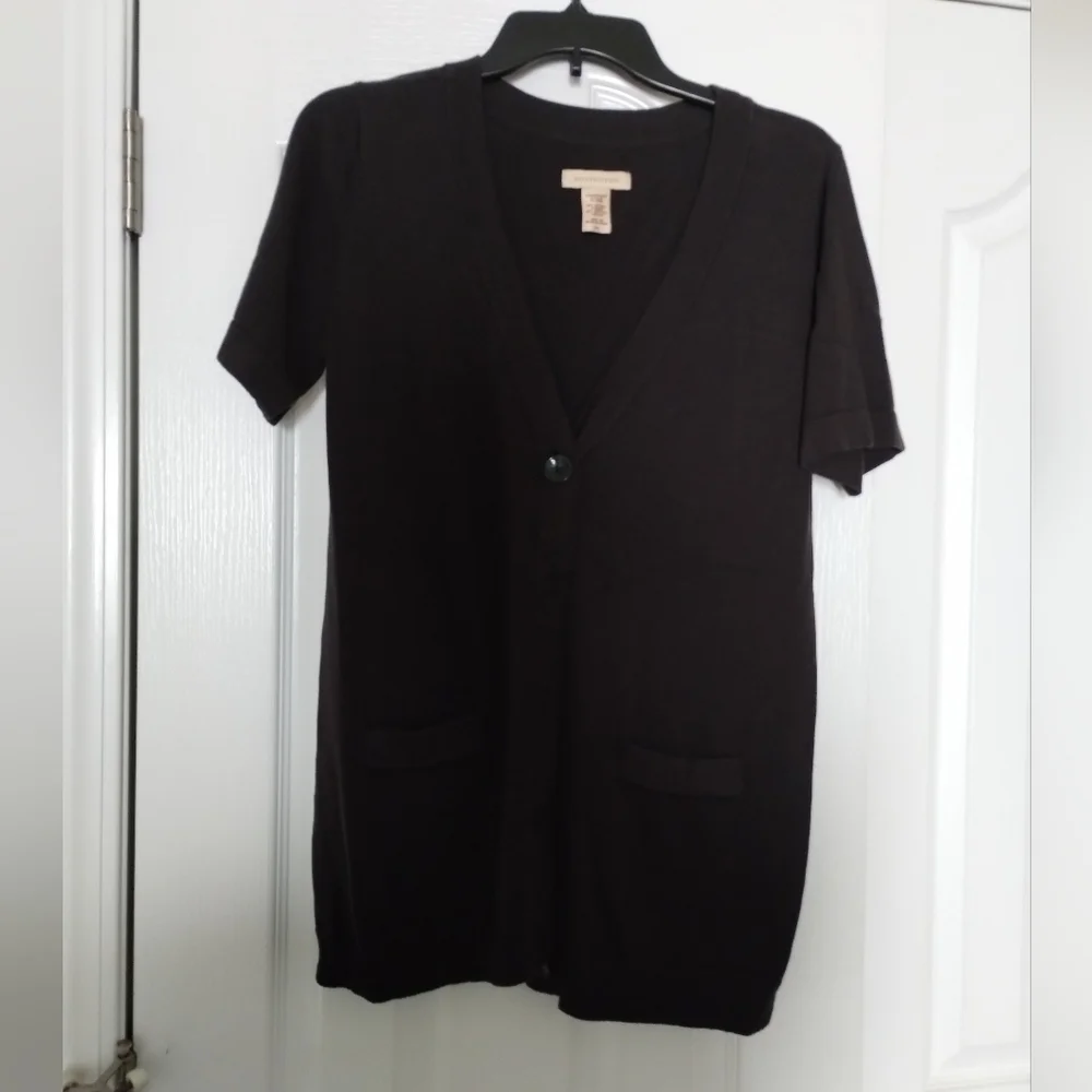 Covington Black Short Sleeve Button Down Cardigan Size S - Picture 1 of 4